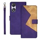 For OPPO A78 5G Global/A58x/A58 5G idewei Two-color Splicing Leather Phone Case(Purple) - 1