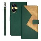 For Realme C55 4G idewei Two-color Splicing Leather Phone Case(Green) - 1