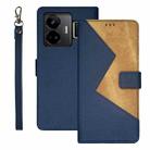For Realme GT3 5G Global/GT Neo 5 5G idewei Two-color Splicing Leather Phone Case(Blue) - 1