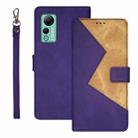 For Ulefone Note 14 idewei Two-color Splicing Leather Phone Case(Purple) - 1