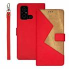 For Xiaomi Poco C55/Redmi 12C/Redmi 11A idewei Two-color Splicing Leather Phone Case(Red) - 1