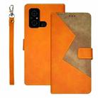 For Xiaomi Poco C55/Redmi 12C/Redmi 11A idewei Two-color Splicing Leather Phone Case(Orange) - 1