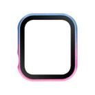 For Apple Watch Series 8&7 41mm Metal Frame + Tempered Glass Protector Case(Pink Blue) - 1