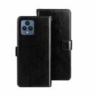 For T-Mobile REVVL 6 5G idewei Crazy Horse Texture Leather Phone Case with Holder(Black) - 1