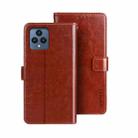 For T-Mobile REVVL 6 5G idewei Crazy Horse Texture Leather Phone Case with Holder(Brown) - 1