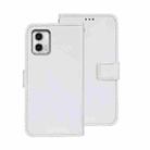 For Motorola Moto G73 idewei Crazy Horse Texture Leather Phone Case with Holder(White) - 1