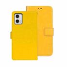 For Motorola Moto G73 idewei Crazy Horse Texture Leather Phone Case with Holder(Yellow) - 1