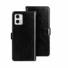 For Motorola Moto G73 idewei Crazy Horse Texture Leather Phone Case with Holder(Black) - 1