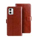For Motorola Moto G73 idewei Crazy Horse Texture Leather Phone Case with Holder(Brown) - 1