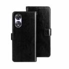 For OPPO A78 5G Global/A58x/A58 5G idewei Crazy Horse Texture Leather Phone Case with Holder(Black) - 1