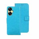 For Realme C55 4G idewei Crazy Horse Texture Leather Phone Case with Holder(Sky Blue) - 1