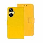 For Realme C55 4G idewei Crazy Horse Texture Leather Phone Case with Holder(Yellow) - 1