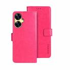 For Realme C55 4G idewei Crazy Horse Texture Leather Phone Case with Holder(Rose Red) - 1