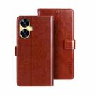 For Realme C55 4G idewei Crazy Horse Texture Leather Phone Case with Holder(Brown) - 1