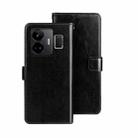 For Realme GT3 5G Global/GT Neo 5 5G idewei Crazy Horse Texture Leather Phone Case with Holder(Black) - 1