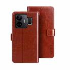 For Realme GT3 5G Global/GT Neo 5 5G idewei Crazy Horse Texture Leather Phone Case with Holder(Brown) - 1