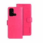 For Xiaomi Poco C55/Redmi 12C/Redmi 11A idewei Crazy Horse Texture Leather Phone Case with Holder(Rose Red) - 1