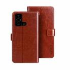 For Xiaomi Poco C55/Redmi 12C/Redmi 11A idewei Crazy Horse Texture Leather Phone Case with Holder(Brown) - 1