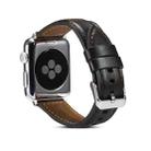 Oil Wax Genuine Leather Watch Band For Apple Watch Ultra 49mm / Series 8&7 45mm / SE 2&6&SE&5&4 44mm / 3&2&1 42mm (Black) - 1