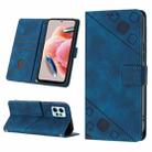 For Xiaomi Redmi Note 12 4G Global Skin-feel Embossed Leather Phone Case(Blue) - 1