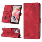 For Xiaomi Redmi Note 12 4G Global Skin-feel Embossed Leather Phone Case(Red) - 1