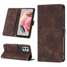 For Xiaomi Redmi Note 12 4G Global Skin-feel Embossed Leather Phone Case(Brown) - 1