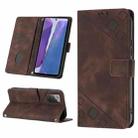 For Samsung Galaxy Note20 Skin-feel Embossed Leather Phone Case(Brown) - 1