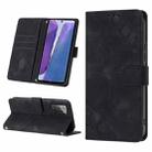 For Samsung Galaxy Note20 Skin-feel Embossed Leather Phone Case(Black) - 1