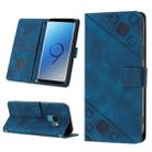 For Samsung Galaxy S9 Skin-feel Embossed Leather Phone Case(Blue) - 1