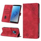 For Samsung Galaxy S9 Skin-feel Embossed Leather Phone Case(Red) - 1