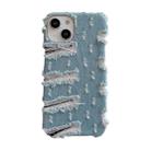 For iPhone 14 Pro Max Ripped Denim Phone Case(Light Blue) - 1