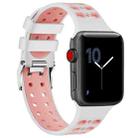 For Apple Watch Series 7 41mm / 6 & SE & 5 & 4 40mm / 3 & 2 & 1 38mm Two-color Double-breasted Silicone Watch Band(White Pink) - 1