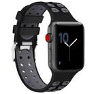 For Apple Watch Series 7 41mm / 6 & SE & 5 & 4 40mm / 3 & 2 & 1 38mm Two-color Double-breasted Silicone Watch Band(Black Gray) - 1