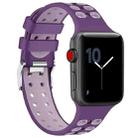 For Apple Watch Series 7 45mm / 6 & SE & 5 & 4 44mm / 3 & 2 & 1 42mm Two-color Double-breasted Silicone Watch Band(Purple) - 1
