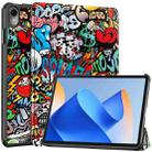 For Huawei MatePad 11 2023 Custer Painted 3-Fold Holder Leather Smart Tablet Case(Graffiti) - 1