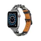 Chain + Leather Watch Band For Apple Watch Ultra 49mm&Watch Ultra 2 49mm / Series 9&8&7 45mm / SE 3&SE 2&6&SE&5&4 44mm / 3&2&1 42mm (Black+Black) - 1