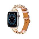 Chain + Leather Watch Band For Apple Watch Ultra 49mm&Watch Ultra 2 49mm / Series 9&8&7 45mm / SE 3&SE 2&6&SE&5&4 44mm / 3&2&1 42mm (Rose Gold + Pink) - 1