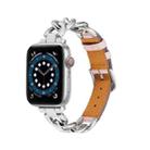 Chain + Leather Watch Band For Apple Watch Ultra 49mm&Watch Ultra 2 49mm / Series 9&8&7 45mm / SE 3&SE 2&6&SE&5&4 44mm / 3&2&1 42mm (Silver + Pink) - 1