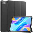 For Teclast M40 Plus Custer Pure Color 3-Fold Holder Leather Tablet Case(Black) - 1