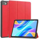 For Teclast M40 Plus Custer Pure Color 3-Fold Holder Leather Tablet Case(Red) - 1