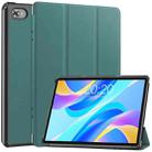 For Teclast M40 Plus Custer Pure Color 3-Fold Holder Leather Tablet Case(Dark Green) - 1