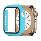 Shockproof PC+Tempered Glass Watch Protective Case For Apple Watch Series 8&7 45mm(Sky Blue) - 1