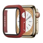 Shockproof PC+Tempered Glass Watch Protective Case For Apple Watch Series 8&7 45mm(Red Wine) - 1
