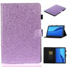 For Huawei MediaPad M5 lite Glossy Glitter Powder Horizontal Flip Leather Case with Holder & Card Slot & Sleep / Wake-up Function(Purple) - 1