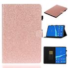 For Lenovo Tab M10 Plus TB-X606F Glossy Glitter Powder Horizontal Flip Leather Case with Holder & Card Slot & Sleep / Wake-up Function(Rose Gold) - 1