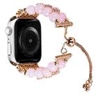 Double Row Beads Telescopic Chain Watch Band For Apple Watch Ultra 49mm&Watch Ultra 2 49mm / Series 9&8&7 45mm / SE 3&SE 2&6&SE&5&4 44mm / 3&2&1 42mm(Agate pink) - 1