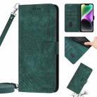 For iPhone 13 Pro Max Skin Feel Stripe Pattern Leather Phone Case with Lanyard(Green) - 1