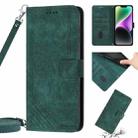 For iPhone 12 Pro Max Skin Feel Stripe Pattern Leather Phone Case with Lanyard(Green) - 1