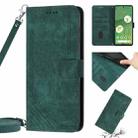 For Google Pixel 7a Skin Feel Stripe Pattern Leather Phone Case with Lanyard(Green) - 1
