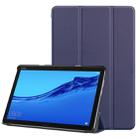 For Huawei MediaPad M5 Lite 10.0 inch Custer Pattern Pure Color Horizontal Flip Leather Case with Three-folding Holder & with Sleep / Wake-up Function(Dark Blue) - 1